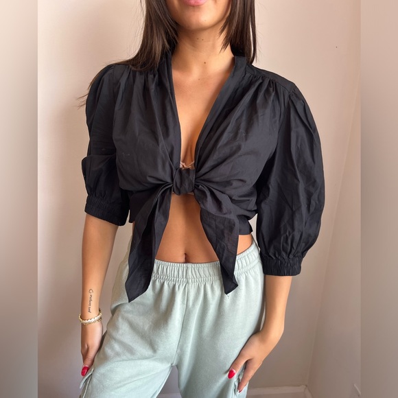 Black Tie Up Blouse Zara - Picture 1 of 3
